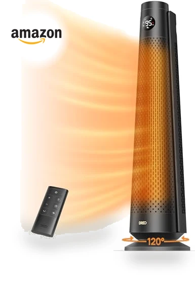 30" Electric Space Heater with Remote, 120° Oscillation, Adjustable Thermostat — Heater Spare Components, Dreo