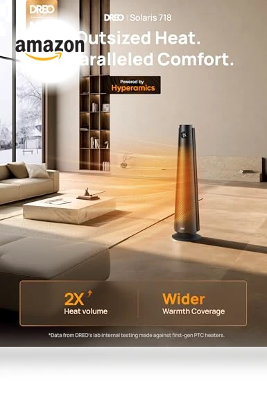 30" Electric Space Heater with Remote, 120° Oscillation, Adjustable Thermostat — Heater Spare Components, Dreo