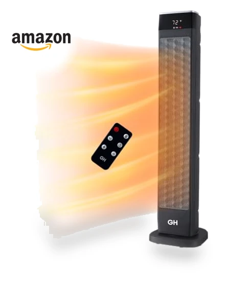 Oscillating Ceramic Tower Space Heater with Remote, 30" — Portable Heating Solutions, Good Housekeeping