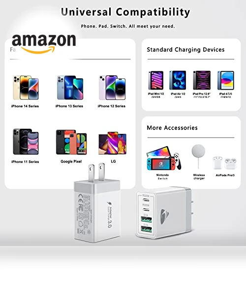 40W Fast USB C Wall Charger Block, 4-Port PD Power Adapter — Charging Solutions, CHONGZHENG (HK)CO. ,LIMITED