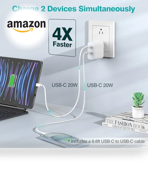 40W Dual USB C Charger with 6.6ft Cable — Charging Solutions, Dongguan Mizhi Technology Ltd.