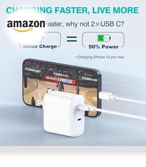 40W Dual USB C Charger with 6.6ft Cable — Charging Solutions, Dongguan Mizhi Technology Ltd.
