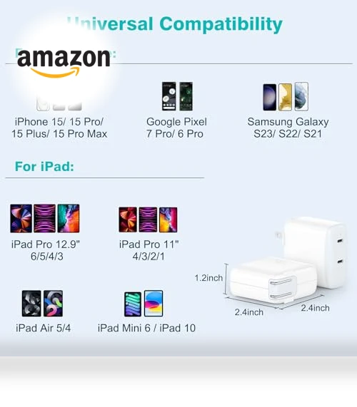 40W Dual USB C Charger with 6.6ft Cable — Charging Solutions, Dongguan Mizhi Technology Ltd.