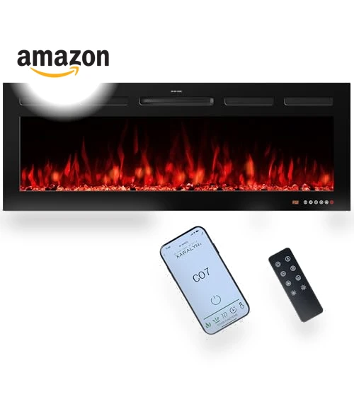 48" Smart Electric Fireplace Insert with Remote, Touch Screen & APP Control — Electric Heating Solutions, VINEMOUNT