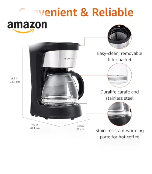 5-Cup Coffee Maker with Reusable Filter — Coffee & Espresso Combos, Amazon Basics