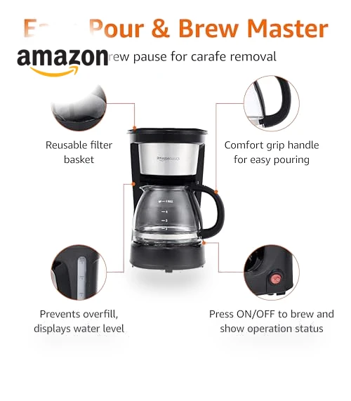 5-Cup Coffee Maker with Reusable Filter — Coffee & Espresso Combos, Amazon Basics