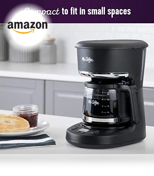 Programmable Coffee Maker, 5 Cups with Auto Pause, Glass Carafe, Compact Design — Coffee Makers, Mr. Coffee