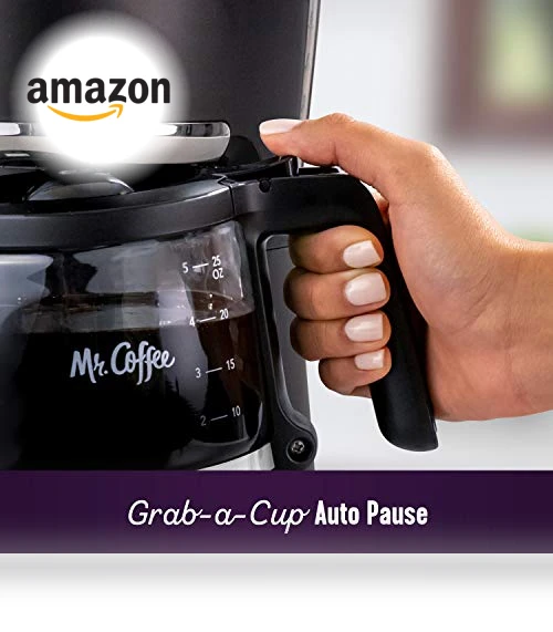 Programmable Coffee Maker, 5 Cups with Auto Pause, Glass Carafe, Compact Design — Coffee Makers, Mr. Coffee