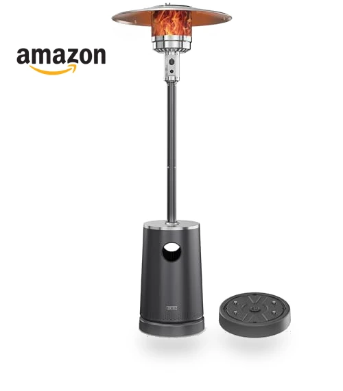 50,000 BTU Patio Heater with Sand Box, Table Design, Outdoor Heater for Home — Fire Glass, EAST OAK