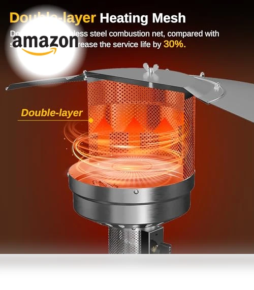 50,000 BTU Patio Heater with Sand Box, Table Design, Outdoor Heater for Home — Fire Glass, EAST OAK