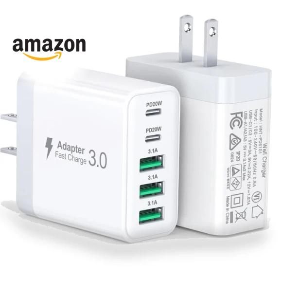 50W 5-Port USB C Wall Charger Fast Charging Block — Charging Solutions, BOVICAS