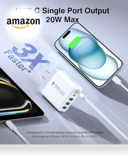 50W 5-Port USB C Wall Charger Fast Charging Block — Charging Solutions, BOVICAS
