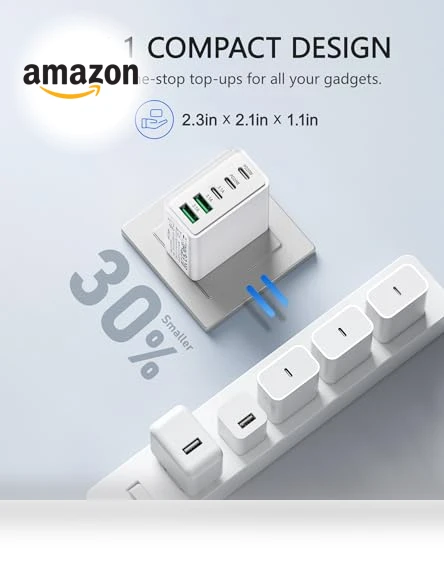 50W 5-Port USB C Wall Charger Brick with Fast Charging — Charging Solutions, Qwinjwin