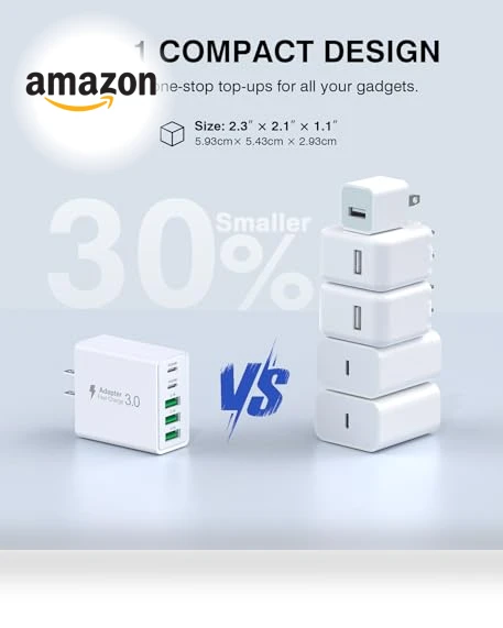 50W 5-Port PD Fast USB C Wall Charger, 2-Pack — Charging Solutions, Dulums