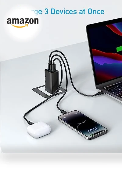 67W USB C Fast Charger with 3 Ports, Foldable Design — Charging Solutions, Anker