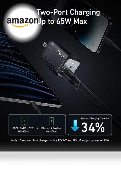 67W USB C GaN 3-Port Fast Wall Charger — Charging Solutions, Anker