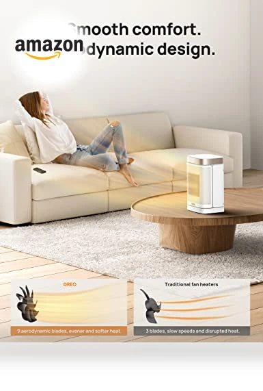 Atom One Space Heater with Remote, 70° Oscillating Electric Heater, Digital Thermostat — Air Moisturizers, Dreo