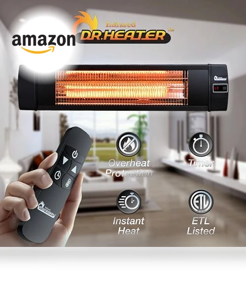 Carbon Infrared Outdoor Heater for Restaurant, Patio, Backyard, Garage, and Decks — Portable Heating Solutions, Dr Infrared Heater
