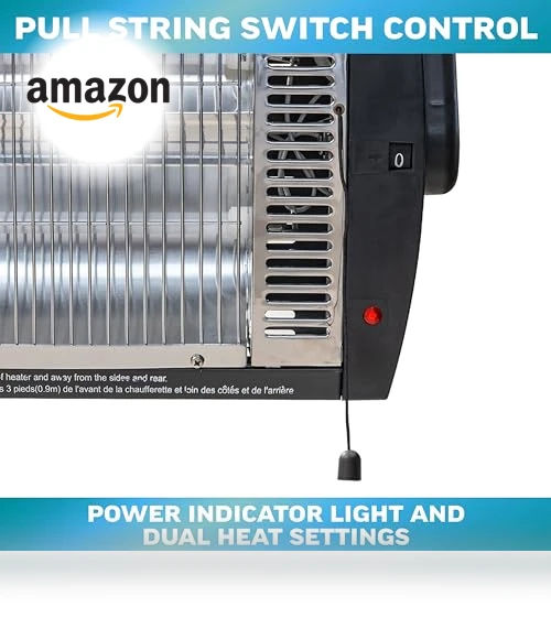 Ceiling Mounted Space Heater with Halogen Light, 1500W, Adjustable Tilt — Heater Spare Components, Comfort Zone