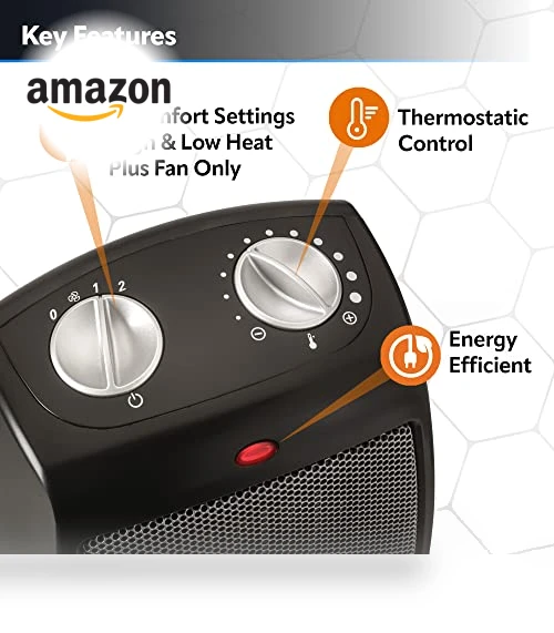 Ceramic Adjustable Thermostat Tabletop or Under-Desk Heater — Portable Heating Solutions, Lasko
