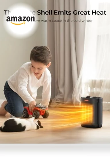 1000W PTC Ceramic Small Space Heater with Overheating & Tip-Over Protection — Portable Heating Solutions, Oprunsy