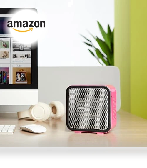 Ceramic Space Heater, Mini Heater for Office Desk, Portable Tent Heater for Camping (Indoor Use), 500 W — Portable Heating Solutions, Amazon Basics