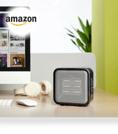 Ceramic Space Heater, Mini Heater for Office Desk, Portable Tent Heater for Camping — Portable Heating Solutions, Amazon Basics