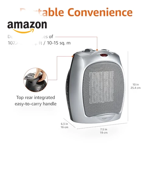 Ceramic Space Heater, Portable Heater for Indoor Use — Portable Heating Solutions, Amazon Basics