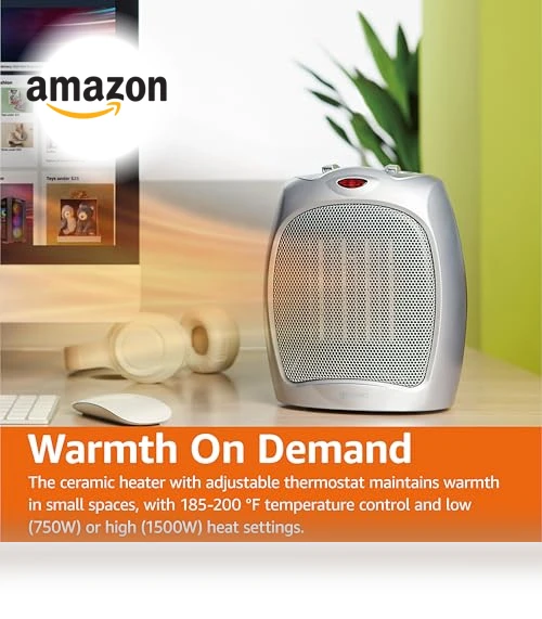 Ceramic Space Heater, Portable Heater for Indoor Use — Portable Heating Solutions, Amazon Basics