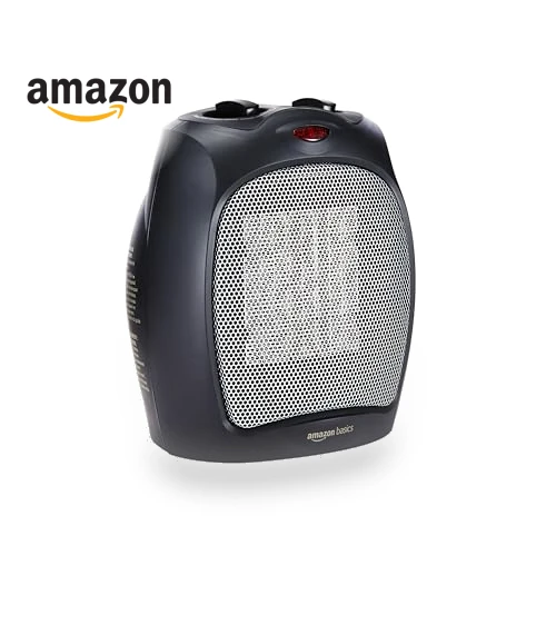 Ceramic Space Heater, Portable Heater for Indoor Use, 1500W, Black — Portable Heating Solutions, Amazon Basics