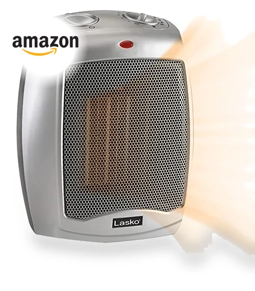 Desktop Electric Ceramic Space Heater with Adjustable Thermostat — Portable Heating Solutions, Lasko