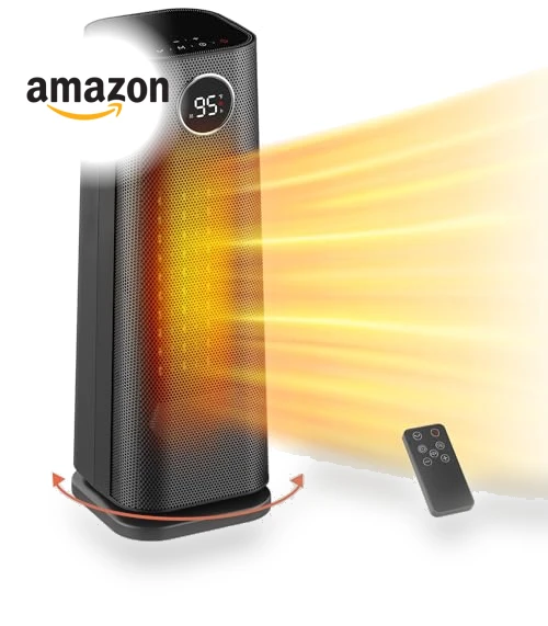 1500W Fast Electric Ceramic Space Heater with Thermostat — Home Climate Control, Wind Talk