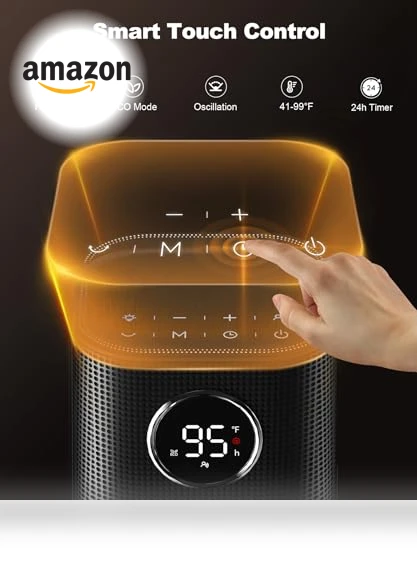 1500W Fast Electric Ceramic Space Heater with Thermostat — Home Climate Control, Wind Talk