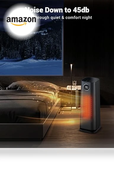 1500W Fast Electric Ceramic Space Heater with Thermostat — Home Climate Control, Wind Talk