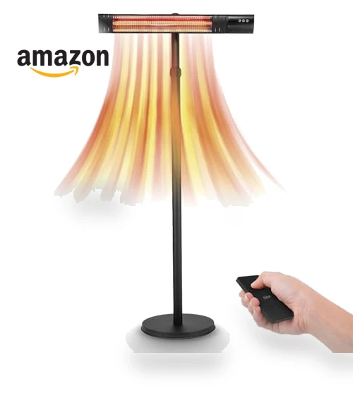 Electric Outdoor/Indoor Infrared Heater, 1500W 3 Settings, Remote Control — Portable Heating Solutions, Aspect Living