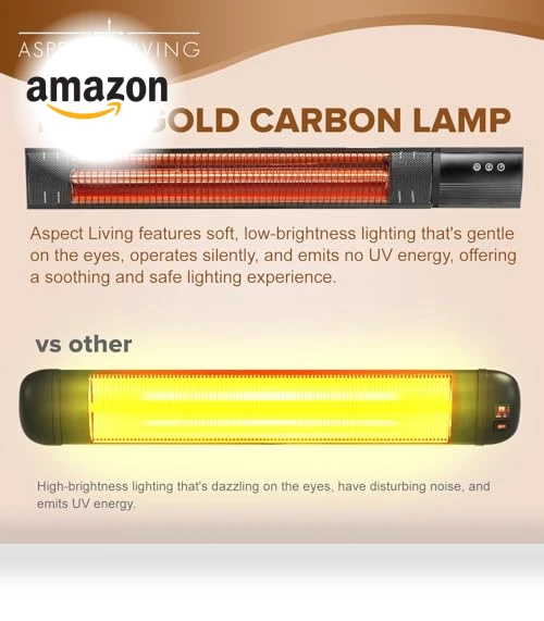 Electric Outdoor/Indoor Infrared Heater, 1500W 3 Settings, Remote Control — Portable Heating Solutions, Aspect Living
