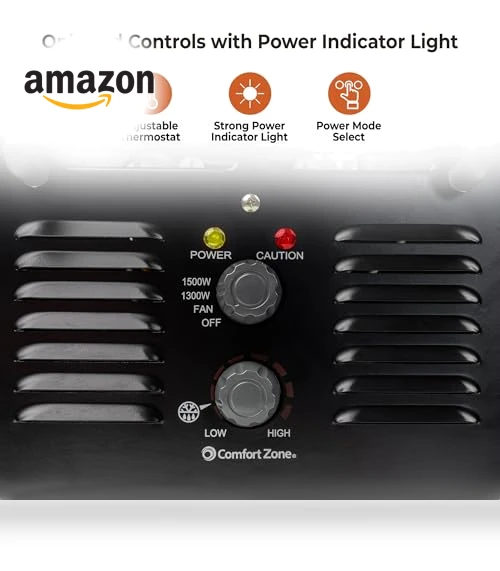 Electric Portable Space Heater with Adjustable Thermostat — Portable Heating Solutions, Comfort Zone