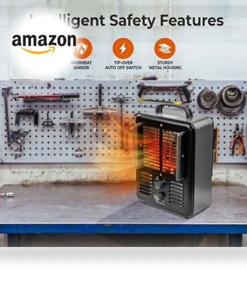 Electric Portable Space Heater with Adjustable Thermostat — Portable Heating Solutions, Comfort Zone