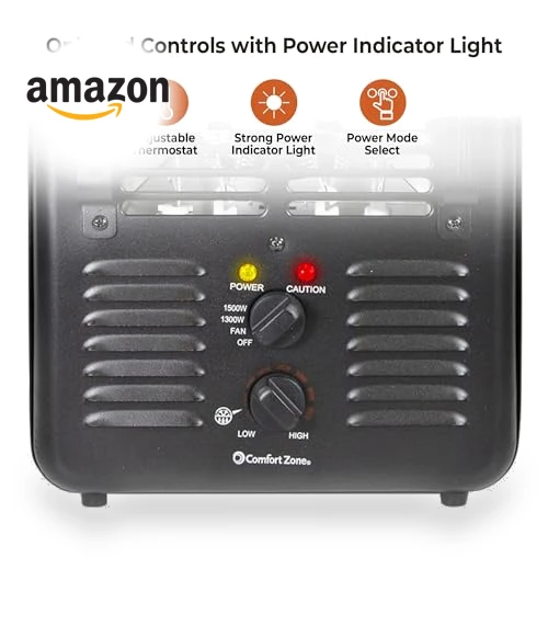 Portable Electric Space Heater with Adjustable Thermostat, 1500W — Portable Heating Solutions, Comfort Zone