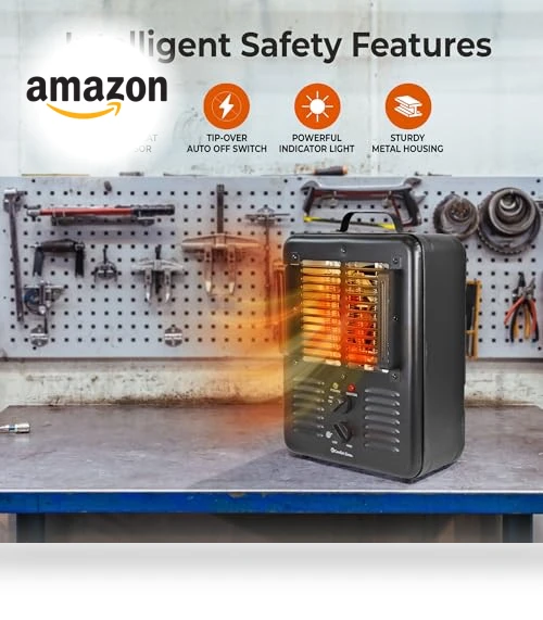Portable Electric Space Heater with Adjustable Thermostat, 1500W — Portable Heating Solutions, Comfort Zone