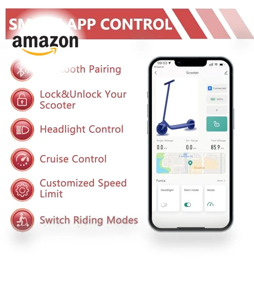 Folding Electric Scooter for Adults with Dual Suspension and APP Control — Electric Vehicles, MAXSHOT