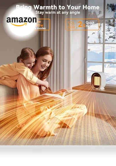 Electric Space Heater, Portable Energy Efficient Heater with Adjustable Settings, Overheating Protection — Heater Spare Components, QQT
