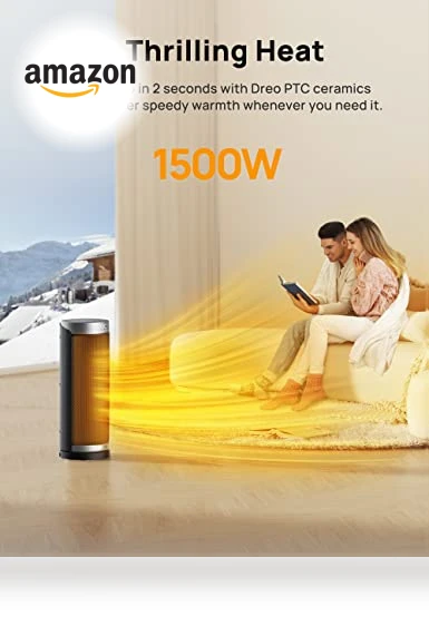 Space Heater for Indoor Use, 1500W Fast Heating with Thermostat, Remote Control, 70° Oscillating, Portable — Portable Heating Solutions, Dreo