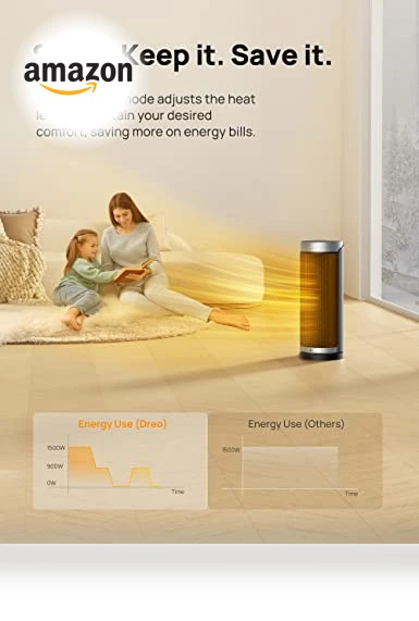 Space Heater for Indoor Use, 1500W Fast Heating with Thermostat, Remote Control, 70° Oscillating, Portable — Portable Heating Solutions, Dreo