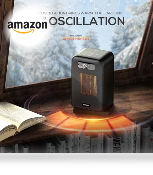 Space Heater for Indoor Use, 1500W Electric Heater with Heating and Fan Modes — Home Cooling Solutions, MORENTO