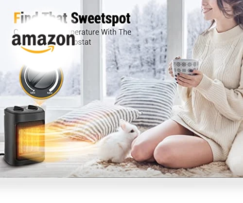1500W Electric Space Heater with Thermostat, PTC Fast Heating Ceramic Room Heater — Heater Spare Components, Aikoper