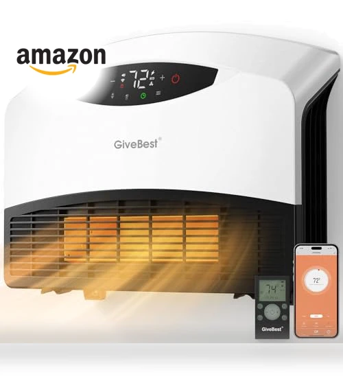 Electric Wall Heater with WiFi and Remote Control, 1500W Fast Heating — Portable Heating Solutions, GiveBest