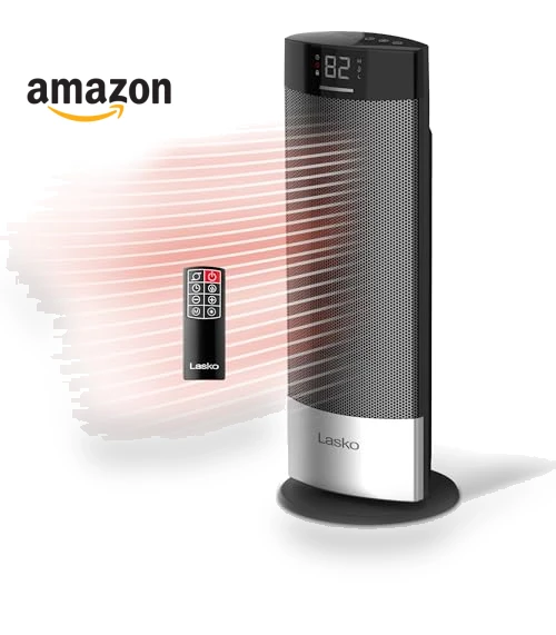 Ceramic Tower Heater with Remote, Digital Display, and Timer — Portable Heating Solutions, Lasko