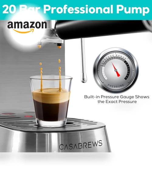 20 Bar Espresso Machine with Milk Frother, Compact Coffee Maker for Home — Coffee & Espresso Combos, CASABREWS