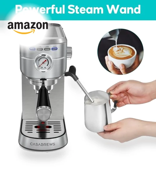 20 Bar Espresso Machine with Milk Frother, Compact Coffee Maker for Home — Coffee & Espresso Combos, CASABREWS